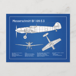 Messerschmitt Bf 109 – 飛行機設計図ABD ポストカード