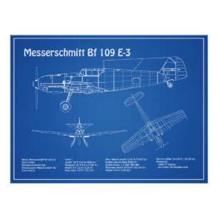 Messerschmitt Bf 109 – 飛行機設計図AD フォトプリント