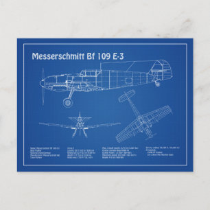 Messerschmitt Bf 109 – 飛行機設計図AD ポストカード