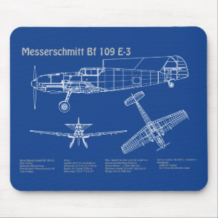 Messerschmitt Bf 109 – 飛行機設計図AD マウスパッド