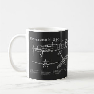 Messerschmitt Bf 109 – 飛行機設計図PD コーヒーマグカップ