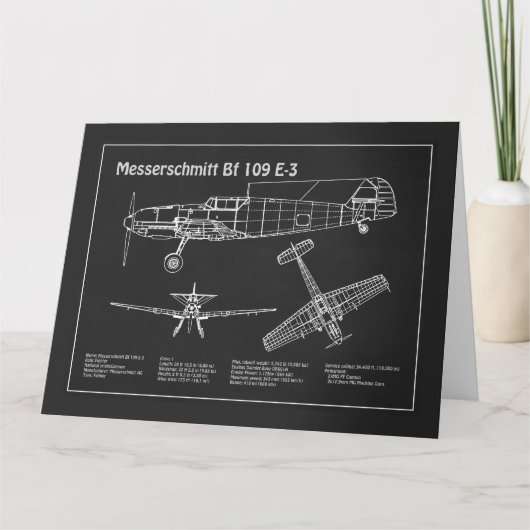 Messerschmitt Bf 109 – 飛行機設計図PD サンキューカード (正面)