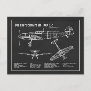 Messerschmitt Bf 109 – 飛行機設計図PD ポストカード