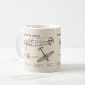 Messerschmitt Bf 109 – 飛行機設計図SD コーヒーマグカップ (正面左)