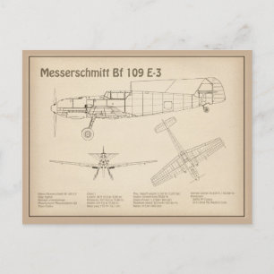 Messerschmitt Bf 109 – 飛行機設計図SD ポストカード