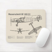 Messerschmitt Bf 109 – 飛行機設計図SD マウスパッド (マウス)