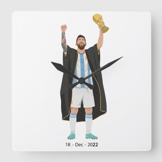 Messi World Cup Champion  スクエア壁時計 (正面)