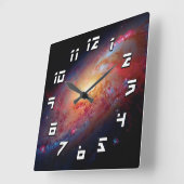 Messier M106スパイラル銀河系宇宙写真 スクエア壁時計 (傾斜)