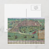 Messinaの地図， 'Civitates Orbis Terrarum'からの'by ポストカード (正面/裏面)