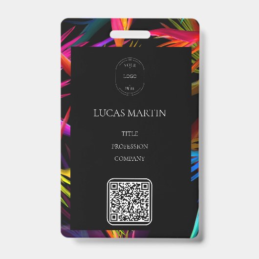 Messy カラフル Black Base従業員名 バッジ (正面)