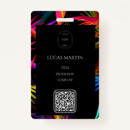 Messy カラフル Black Base従業員名 バッジ