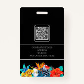 Messy カラフル Black Tropical Photo従業員名 バッジ (裏面)