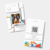 Messy カラフル Tropical Photo従業員名 バッジ (正面＆裏面)