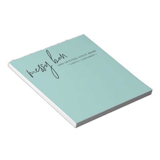 Messy Bunのパーソナライズされたリスト |ターコイズ ノートパッド (アングル)