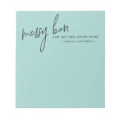 Messy Bunのパーソナライズされたリスト |ターコイズ ノートパッド (正面)