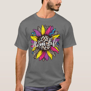 Messy BunひまわりヒョウMと上品な母の生活 Tシャツ