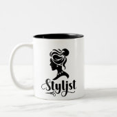 Messy Bunシルエットヘアスタイリスト ツートーンマグカップ (左)