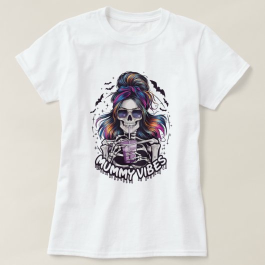 Messy Bunスケルトン「MUMMY VIBES」 Tシャツ (デザイン正面)