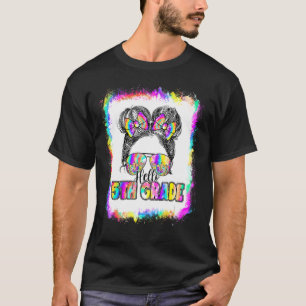 Messy Bun女の子こんにちは5年生絞り染め戻るSc Tシャツ