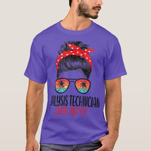 Messy Bun透析技術者オフデューティサンセット Tシャツ (正面)