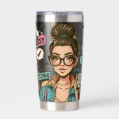 Messy Bun、物の完了を取得 – ボスBabe Cartoon 保温保冷タンブラー (背面)