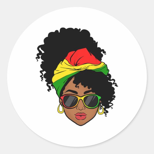 Messy Bun Black History Monthシャツアフリカンアメリ ラウンドシール (正面)