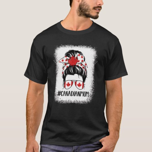 Messy Bun Canadian Mom Happy Canada Day Flag 1th O Tシャツ (正面)