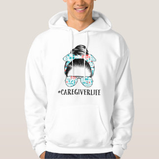 Messy Bun Caregiver Life Nurse apparel Funny Careg パーカ