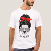 Messy Bun DOG MOM Tシャツ (正面)