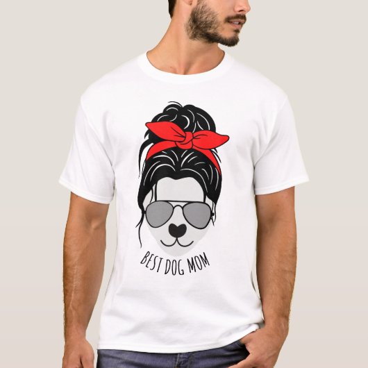 Messy Bun DOG MOM Tシャツ (正面)