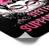 Messy Bun Glass Sister Support Squad Breast Cancer ポスター (角)