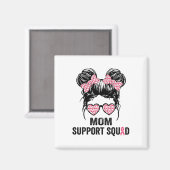 Messy Bun Gles Mom Support Squad Breast Cancer Awa マグネット (正面/裏面)
