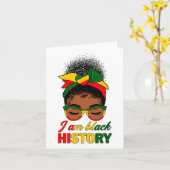 Messy Bun Hair I am Black Historyアフリカ系アメリカ人 カード (黄色い花)