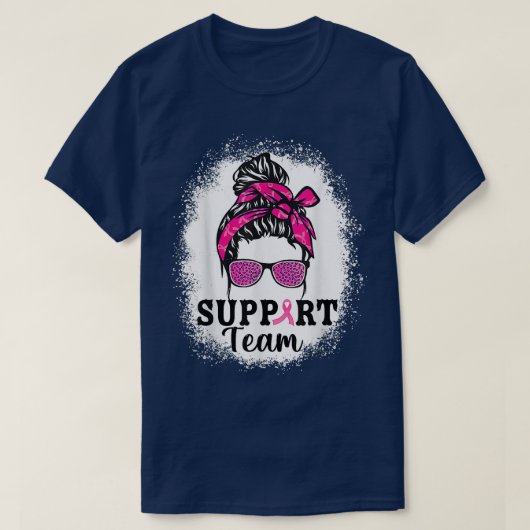 Messy Bun Hair Supportチーム乳がん待ち Tシャツ (デザイン正面)