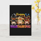 Messy Bun Halloween To Christmas Women Happy Hallo カード (黄色い花)