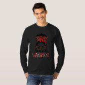 Messy Bun Heart Warrior Wear Red Heart Disease Awa Tシャツ (正面フル)
