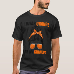 Messy Bun Leukemia私のおじいちゃんの衣服オレンジ Tシャツ