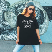 Messy Bun Mom Of Sons おもしろい Black T-Shirt Tシャツ