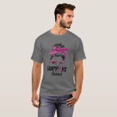 Messy Bun Pink Leopard Support Squad Breast Cancer Tシャツ (正面フル)