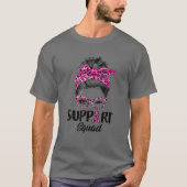 Messy Bun Pink Leopard Support Squad Breast Cancer Tシャツ (正面)