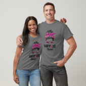 Messy Bun Pink Leopard Support Squad Breast Cancer Tシャツ (ユニセックス)