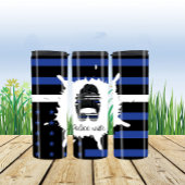 Messy Bun Police Wife Black and Blue タンブラー