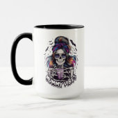 Messy Bun Skeleton "MUMMY VIBES" Coffee マグカップ (左)