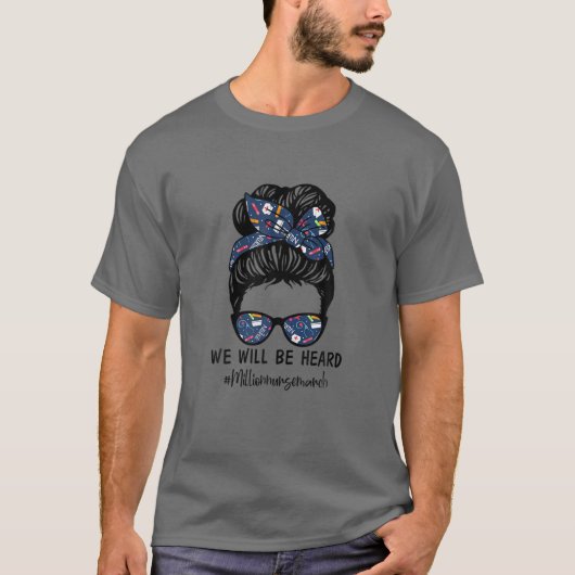 Messy Bun Strong Millionナース2022年3月 Tシャツ (正面)