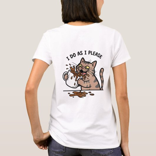 Messy cat drinking coffeeT-Shirt Tシャツ (裏面)