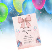 Messy Coquette Pink Bow Girl Birthday 招待状