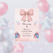 Messy Coquette Pink Bow Girl Birthday 招待状