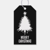 Messy & Grungy Black & White Merry Christmas Tree ギフトタグ (正面)