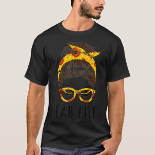 Messy Hair Bun Lab Life Sunflowersヘッドバンドマザー Tシャツ