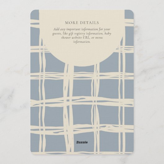 Messy Plaid Geometric Gender Neutral Blue Beige 招待状 (裏面)